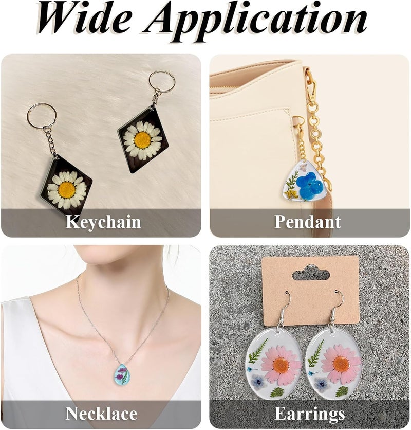 Roxjaejae 129 PCS Resin Earring Molds Silicone Kit, Resin Jewelry Molds with Built-in Holes for Earrings, Necklace, Pendants, Keychains - Image 4